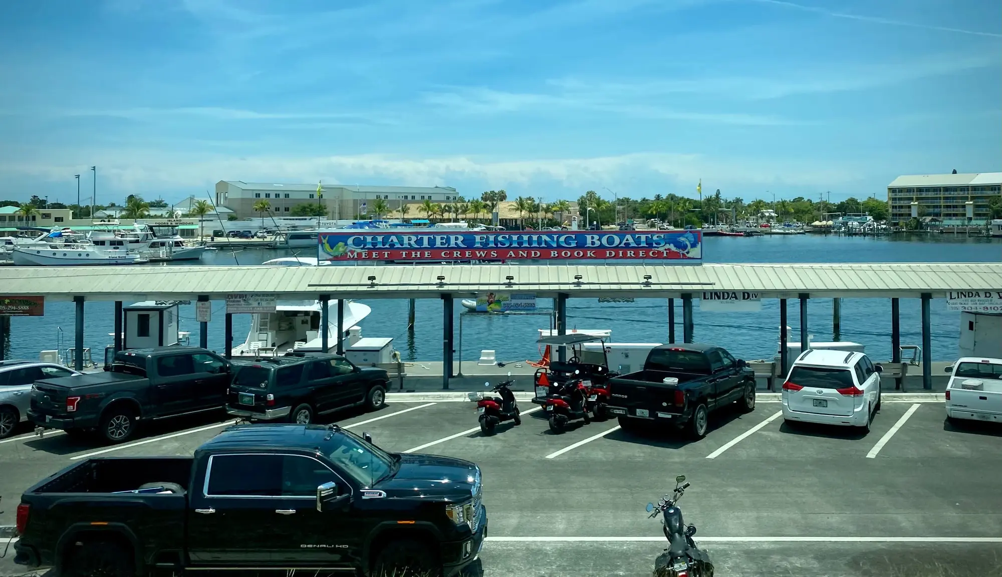 The Charter Fishing Boats sign over the docks in Key West