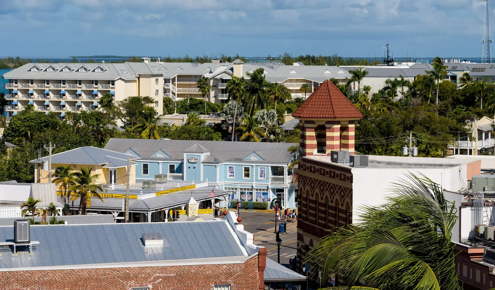 Buildings at the corner of Front and Duval Street in Key West