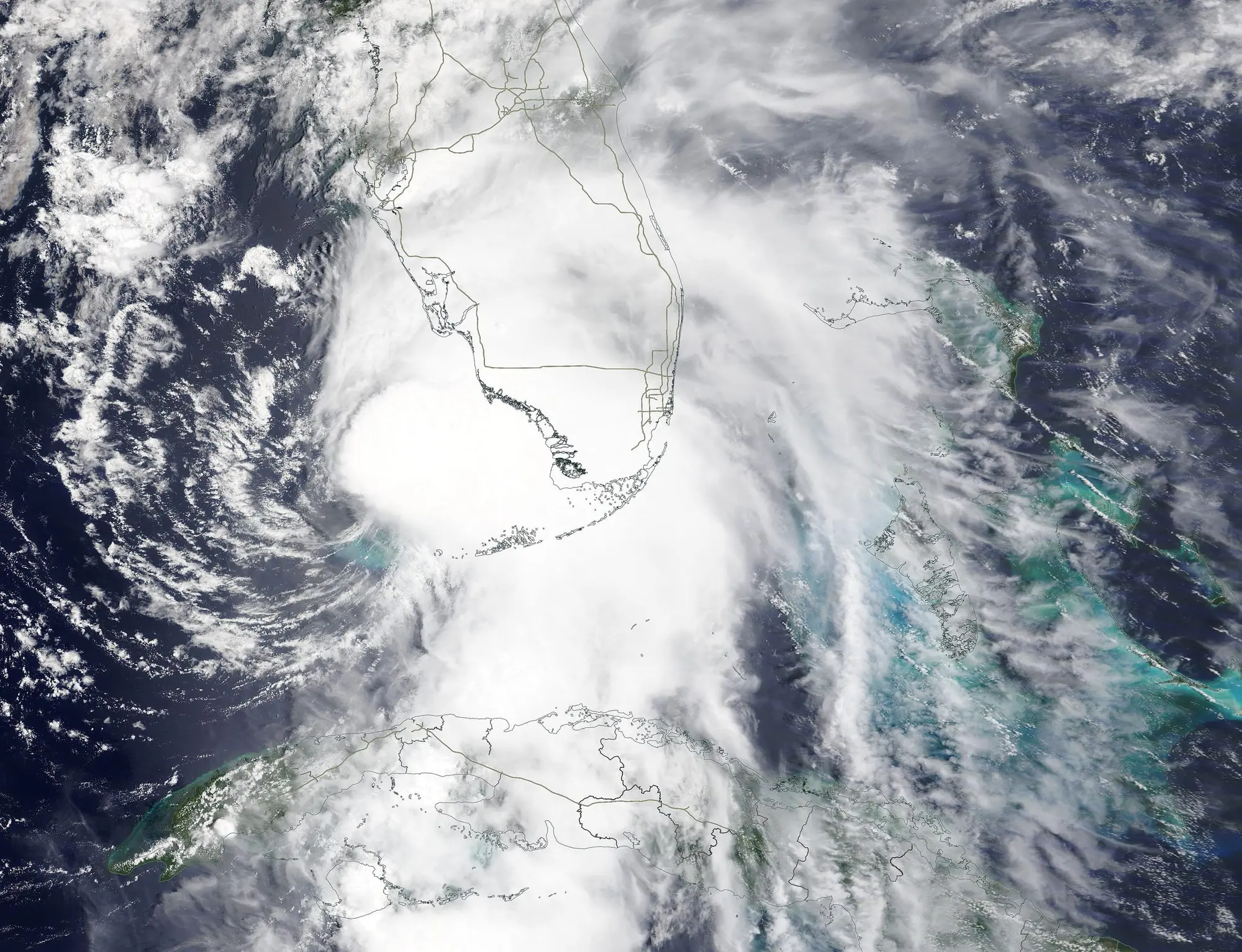 Satellite view of Tropical Storm Elsa off Florida's west coast in July 2021